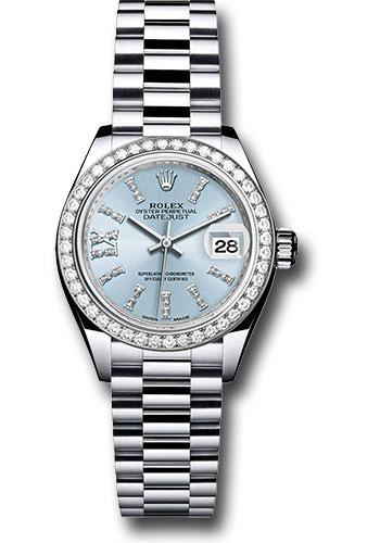 Rolex Lady-Datejust 279136RBR Platinum 28 44 Diamond Bezel - Ice Blue Diamond Index Dial - President Bracelet - ib36dix8dp Main image