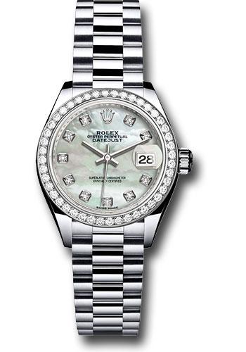 Rolex Lady-Datejust 279136RBR Platinum 28 44 Diamond Bezel - Mother-of-Pearl Diamond Dial - President Bracelet - mdp