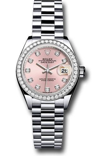 Rolex Lady-Datejust 279136RBR Platinum 28 44 Diamond Bezel - Pink Diamond Dial - President Bracelet - pdp