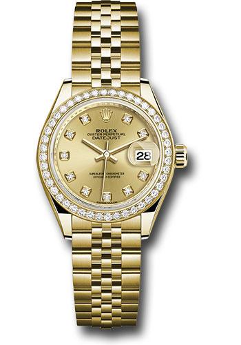 Rolex Lady-Datejust 279138RBR Yellow Gold 28 44 Diamond Bezel - Champagne Diamond Dial - Jubilee Bracelet - chdj