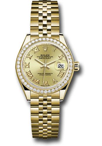 Rolex Lady-Datejust 279138RBR Yellow Gold 28 44 Diamond Bezel - Champagne Roman Dial - Jubilee Bracelet - chrj