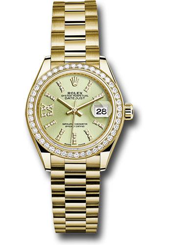 Rolex Lady-Datejust 279138RBR Yellow Gold 28 44 Diamond Bezel - Linden Green Strip Diamond Index Dial - President Bracelet - lings36dix8dp Main image