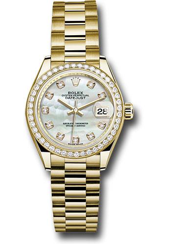 Rolex Lady-Datejust 279138RBR Yellow Gold 28 44 Diamond Bezel - Mother-of-Pearl Diamond Dial - President Bracelet - mdp