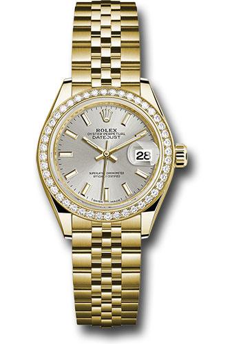 Rolex Lady-Datejust 279138RBR Yellow Gold 28 44 Diamond Bezel - Silver Index Dial - Jubilee Bracelet - sij
