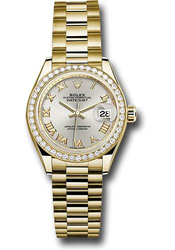 Rolex Lady-Datejust 279138RBR Yellow Gold 28 44 Diamond Bezel - Silver Roman Dial - President Bracelet - srp Main image