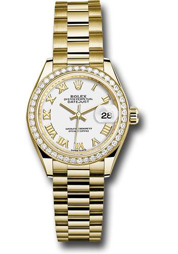 Rolex Lady-Datejust 279138RBR Yellow Gold 28 44 Diamond Bezel - White Roman Dial - President Bracelet - wrp Main image