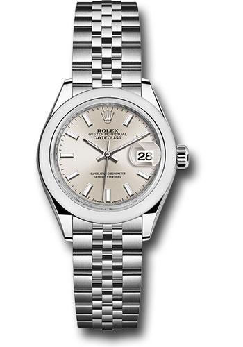 Rolex Lady-Datejust 279160 Steel 28 Domed Bezel - Silver Index Dial - Jubilee Bracelet - sij