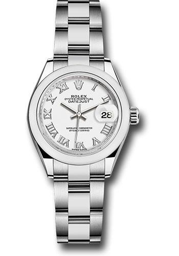 Rolex Lady-Datejust 279160 Steel 28 Domed Bezel - White Roman Dial - Oyster Bracelet - wro