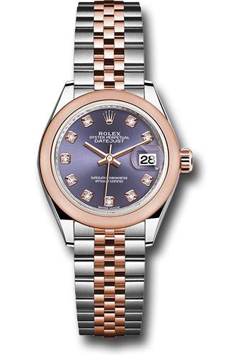 Rolex Lady-Datejust 279161 Steel and Everose Gold Rolesor 28 Domed Bezel - Aubergine Diamond Dial - Jubilee Bracelet - audj