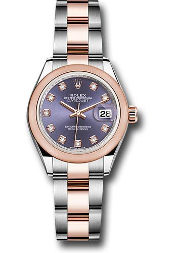 Rolex Lady-Datejust 279161 Steel and Everose Gold Rolesor 28 Domed Bezel - Aubergine Diamond Dial - Oyster Bracelet - audo Main image