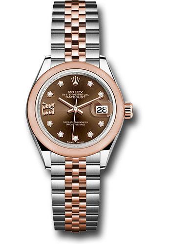 Rolex Lady-Datejust 279161 Steel and Everose Gold Rolesor 28 Domed Bezel - Chocolate Diamond Star Dial - Jubilee Bracelet - cho9dix8dj