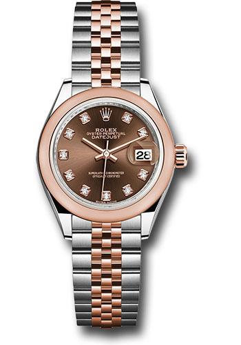 Rolex Lady-Datejust 279161 Steel and Everose Gold Rolesor 28 Domed Bezel - Chocolate Diamond Dial - Jubilee Bracelet - chodj