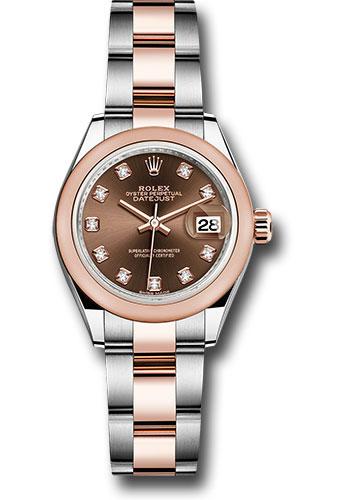 Rolex Lady-Datejust 279161 Steel and Everose Gold Rolesor 28 Domed Bezel - Chocolate Diamond Dial - Oyster Bracelet - chodo