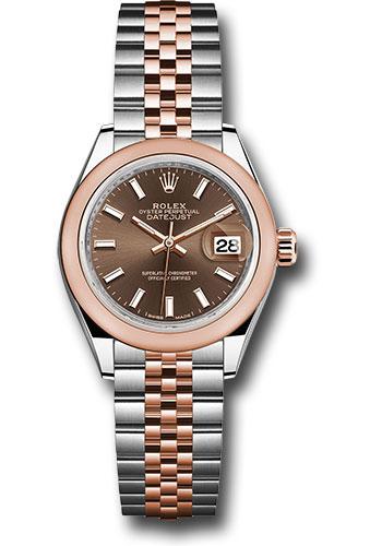 Rolex Lady-Datejust 279161 Steel and Everose Gold Rolesor 28 Domed Bezel - Chocolate Index Dial - Jubilee Bracelet - choij