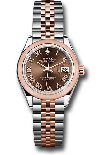 Rolex Lady-Datejust 279161 Steel and Everose Gold Rolesor 28 Domed Bezel - Chocolate Roman Dial - Jubilee Bracelet - chorj