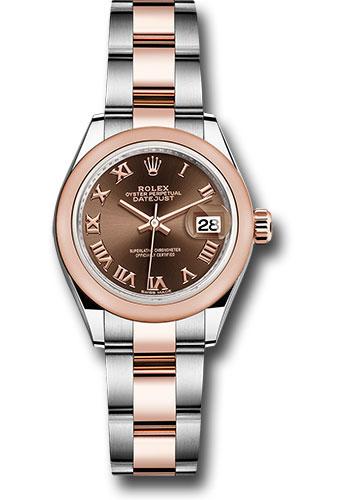 Rolex Lady-Datejust 279161 Steel and Everose Gold Rolesor 28 Domed Bezel - Chocolate Roman Dial - Oyster Bracelet - choro Main image