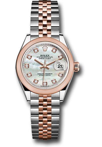 Rolex Lady-Datejust 279161 Steel and Everose Gold Rolesor 28 Domed Bezel - White Mother-Of-Pearl Diamond Dial - Jubilee Bracelet - mdj