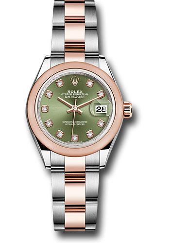 Rolex Lady-Datejust 279161 Steel and Everose Gold Rolesor 28 Domed Bezel - Olive Green Diamond Dial - Oyster Bracelet - ogdo Main image