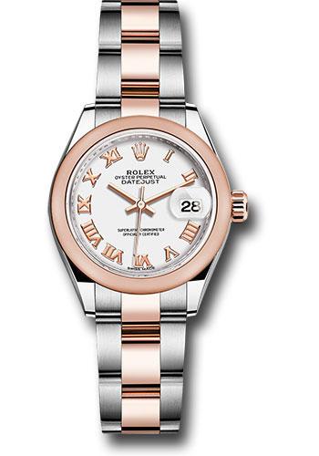 Rolex Lady-Datejust 279161 Steel and Everose Gold Rolesor 28 Domed Bezel - White Roman Dial - Oyster Bracelet - wro