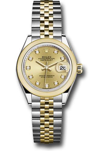 Rolex Lady-Datejust 279163 Steel and Yellow Gold Rolesor 28 Domed Bezel - Champagne Diamond Dial - Jubilee Bracelet - chdj