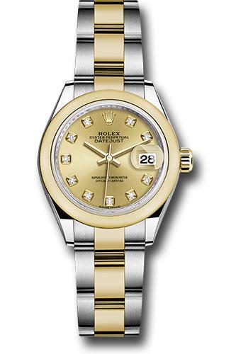 Rolex Lady-Datejust 279163 Steel and Yellow Gold Rolesor 28 Domed Bezel - Champagne Diamond Dial - Oyster Bracelet - chdo