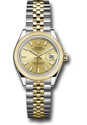 Rolex Lady-Datejust 279163 Steel and Yellow Gold Rolesor 28 Domed Bezel - Champagne Index Dial - Jubilee Bracelet - chij