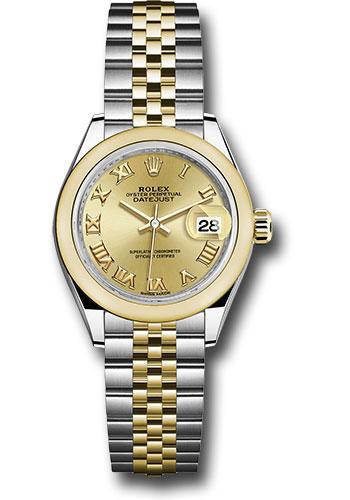 Rolex Lady-Datejust 279163 Steel and Yellow Gold Rolesor 28 Domed Bezel - Champagne Roman Dial - Jubilee Bracelet - chrj