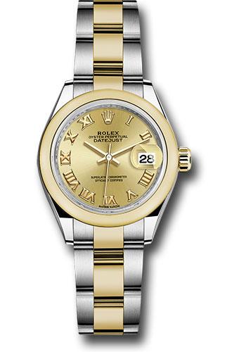 Rolex Lady-Datejust 279163 Steel and Yellow Gold Rolesor 28 Domed Bezel - Champagne Roman Dial - Oyster Bracelet - chro