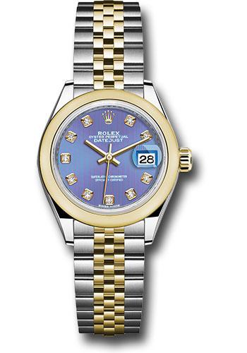 Rolex Lady-Datejust 279163 Steel and Yellow Gold Rolesor 28 Domed Bezel - Lavender Diamond Dial - Jubilee Bracelet - ldj