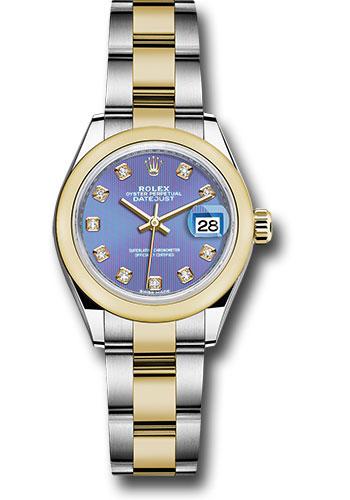 Rolex Lady-Datejust 279163 Steel and Yellow Gold Rolesor 28 Domed Bezel - Lavender Diamond Dial - Oyster Bracelet - ldo