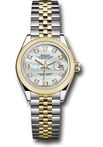 Rolex Lady-Datejust 279163 Steel and Yellow Gold Rolesor 28 Domed Bezel - White Mother-Of-Pearl Diamond Dial - Jubilee Bracelet - mdj
