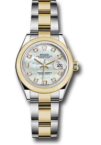 Rolex Lady-Datejust 279163 Steel and Yellow Gold Rolesor 28 Domed Bezel - White Mother-Of-Pearl Diamond Dial - Oyster Bracelet - mdo Main image