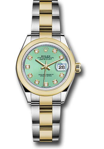 Rolex Lady-Datejust 279163 Steel and Yellow Gold Rolesor 28 Domed Bezel - Mint Green Diamond Dial - Oyster Bracelet - mgdo Main image