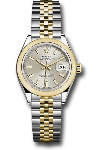 Rolex Lady-Datejust 279163 Steel and Yellow Gold Rolesor 28 Domed Bezel - Silver Index Dial - Jubilee Bracelet - sij