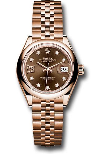 Rolex Lady-Datejust 279165 Everose Gold 28 Domed Bezel - Chocolate Diamond Star Dial - Jubilee Bracelet - cho9dix8dj