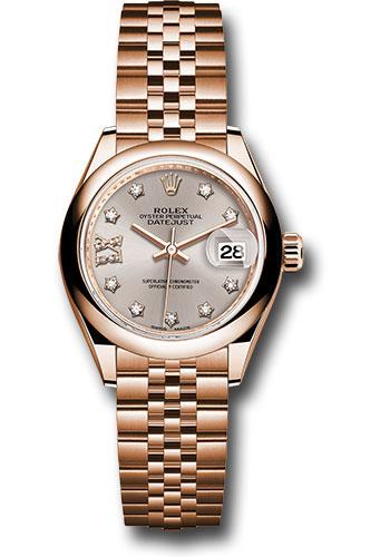 Rolex Lady-Datejust 279165 Everose Gold 28 Domed Bezel - Silver Sundust Diamond Star Dial - Jubilee Bracelet - s9dix8dj Main image