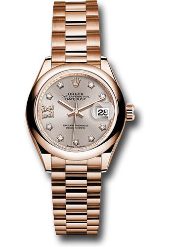 Rolex Lady-Datejust 279165 Everose Gold 28 Domed Bezel - Silver Sundust Diamond Star Dial - President Bracelet - s9dix8dp Main image