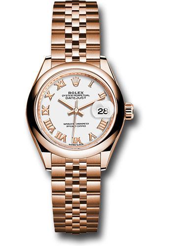 Rolex Lady-Datejust 279165 Everose Gold 28 Domed Bezel - White Roman Dial - Jubilee Bracelet - wrj