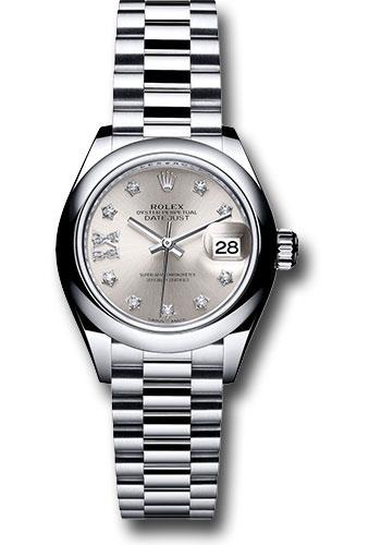 Rolex Lady-Datejust 279166 Platinum 28 Domed Bezel - Silver Diamond Star Dial - President Bracelet - s9dix8dp Main image
