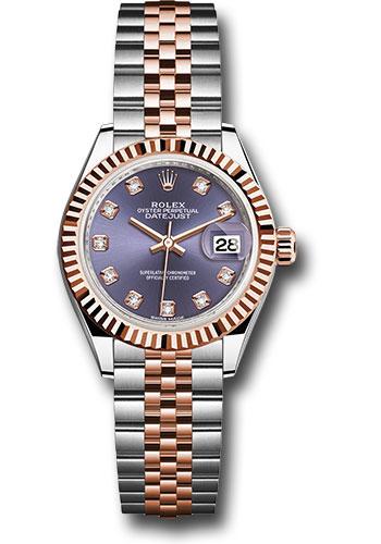 Rolex Lady-Datejust 279171 Steel and Everose Gold Rolesor 28 Fluted Bezel - Aubergine Diamond Dial - Jubilee Bracelet - audj