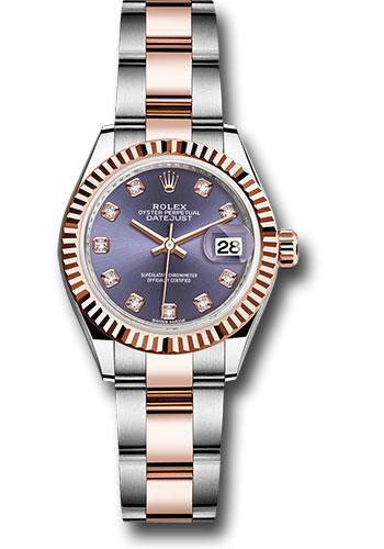 Rolex Lady-Datejust 279171 Steel and Everose Gold Rolesor 28 Fluted Bezel - Aubergine Diamond Dial - Oyster Bracelet - audo Main image