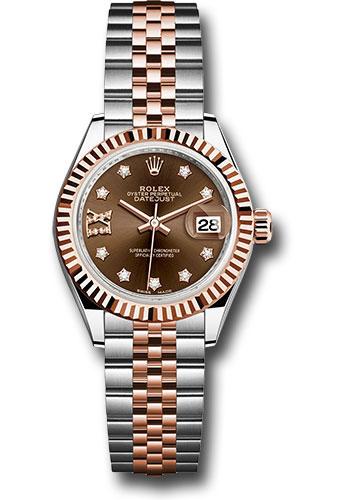 Rolex Lady-Datejust 279171 Steel and Everose Gold Rolesor 28 Fluted Bezel - Chocolate Diamond Star Dial - Jubilee Bracelet - cho9dix8dj Main image