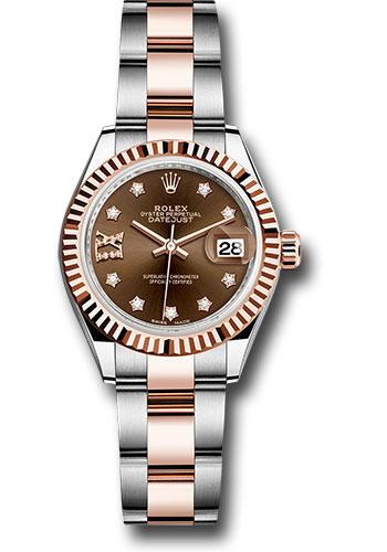 Rolex Lady-Datejust 279171 Steel and Everose Gold Rolesor 28 Fluted Bezel - Chocolate Diamond Star Dial - Oyster Bracelet - cho9dix8do