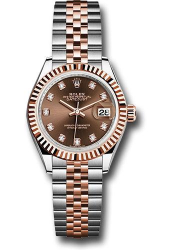 Rolex Lady-Datejust 279171 Steel and Everose Gold Rolesor 28 Fluted Bezel - Chocolate Diamond Dial - Jubilee Bracelet - chodj