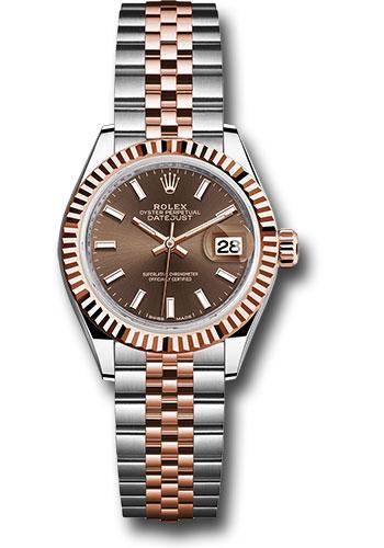 Rolex Lady-Datejust 279171 Steel and Everose Gold Rolesor 28 Fluted Bezel - Chocolate Index Dial - Jubilee Bracelet - choij