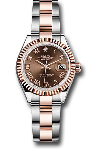Rolex Lady-Datejust 279171 Steel and Everose Gold Rolesor 28 Fluted Bezel - Chocolate Roman Dial - Oyster Bracelet - choro