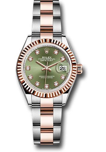 Rolex Lady-Datejust 279171 Steel and Everose Gold Rolesor 28 Fluted Bezel - Olive Green Diamond Dial - Oyster Bracelet - ogdo Main image