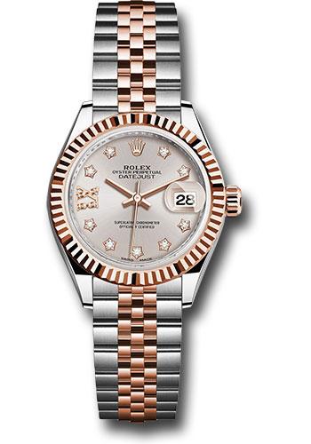 Rolex Lady-Datejust 279171 Steel and Everose Gold Rolesor 28 Fluted Bezel - Sundust Diamond Star Dial - Jubilee Bracelet - su9dix8dj