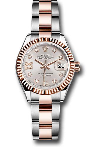 Rolex Lady-Datejust 279171 Steel and Everose Gold Rolesor 28 Fluted Bezel - Sundust Diamond Star Dial - Oyster Bracelet - su9dix8do