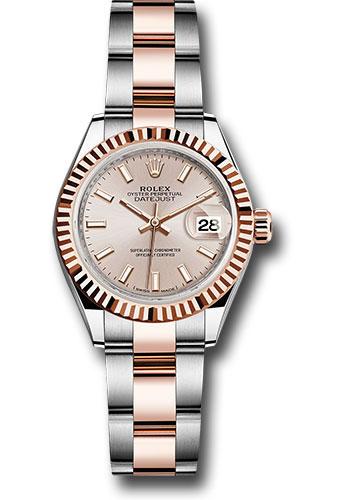 Rolex Lady-Datejust 279171 Steel and Everose Gold Rolesor 28 Fluted Bezel - Sundust Index Dial - Oyster Bracelet - suio